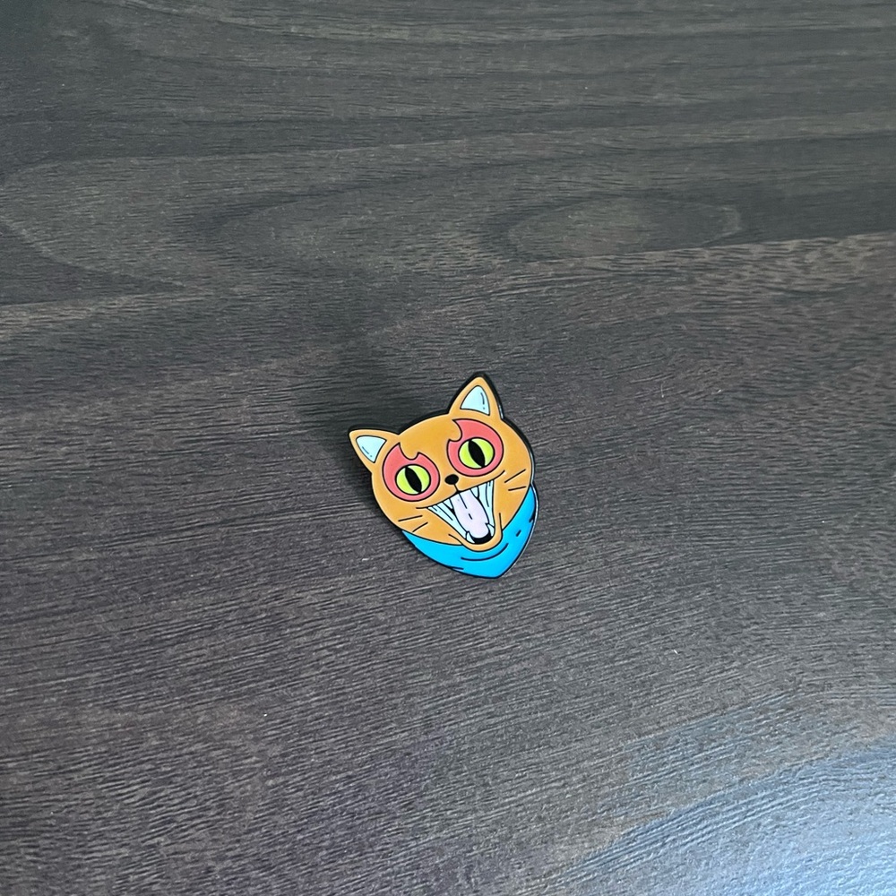 Orange Cat with Blue Bandana Enamel Pin